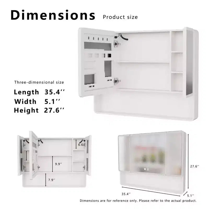 GDFStudio Ferguson Moderne Armoire à Pharmacie en Aluminium et Plastique 35,5x 27,5 pour Salle de Bain