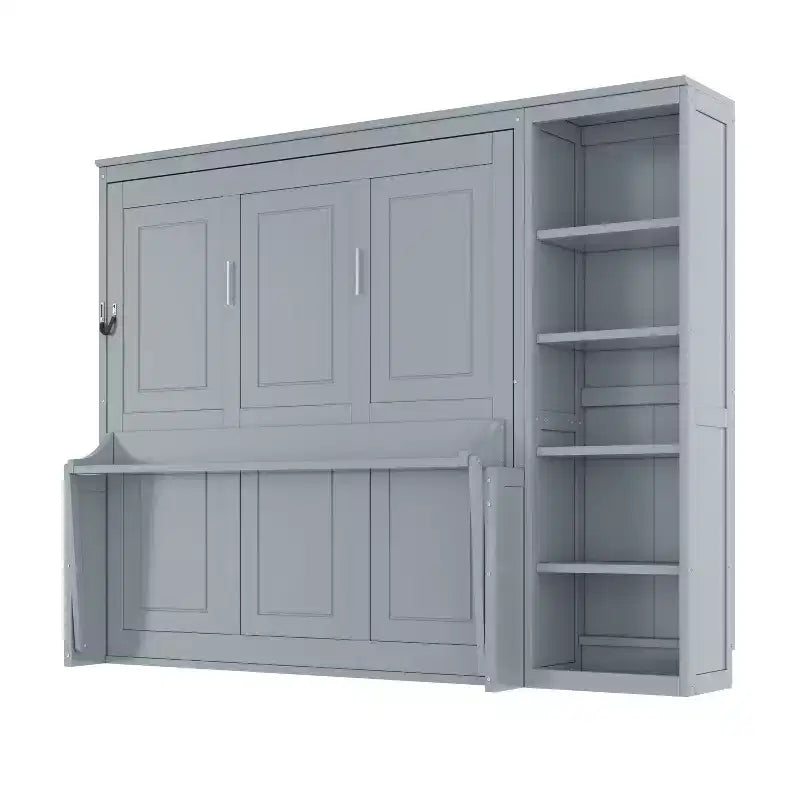 Lit escamotable Queen Size FAMYYT avec bureau et étagère, montage facile