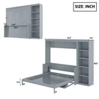 Lit escamotable Queen Size FAMYYT avec bureau et étagère, montage facile