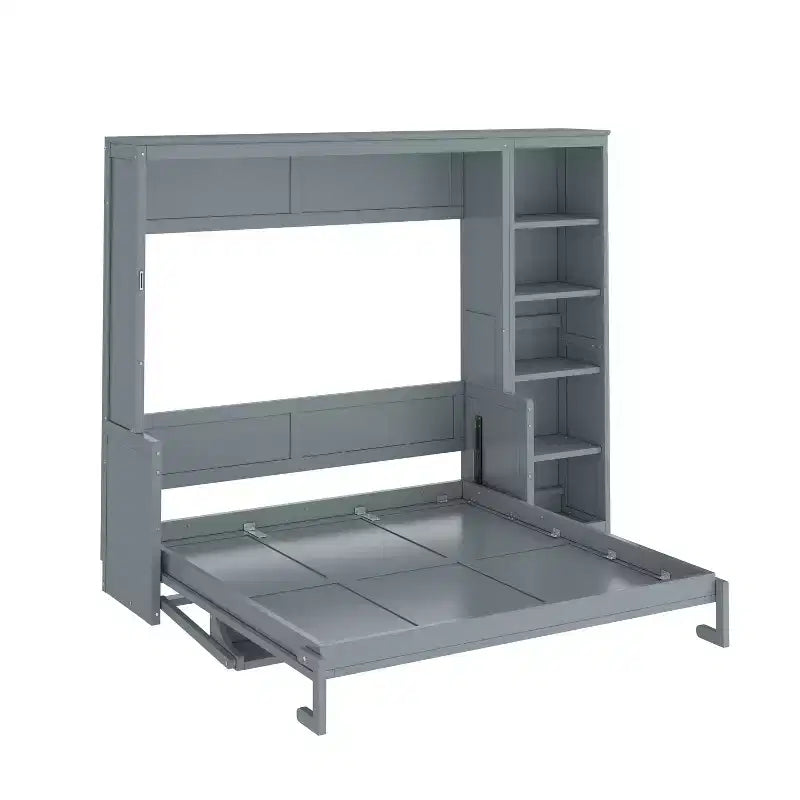 Lit escamotable Queen Size FAMYYT avec bureau et étagère, montage facile