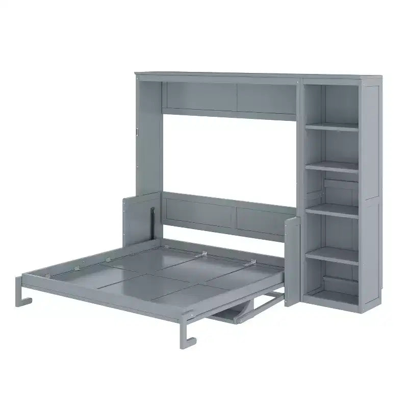 Lit escamotable Queen Size FAMYYT avec bureau et étagère, montage facile