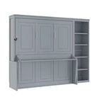 Lit escamotable Queen Size FAMYYT avec bureau et étagère, montage facile