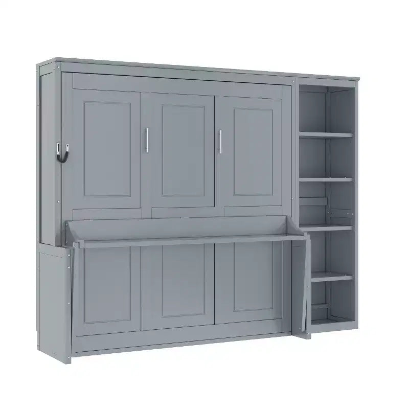 Lit escamotable Queen Size FAMYYT avec bureau et étagère, montage facile