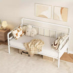 Metal Daybed Frame Twin Size, Heavy Duty Twin Bed Frame, White Daybed for Living Room, Bedroom, Guest Room