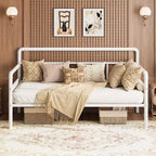 Cadre de lit de repos en métal taille double, cadre de lit double robuste, lit de repos blanc pour salon, chambre, chambre d'amis