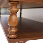 JVNOXK 47.24 Table basse vintage marron à plateau relevable, assemblage sans outils en bois massif avec détails cannelés et pieds romains massifs, bureau classique à plateau relevable