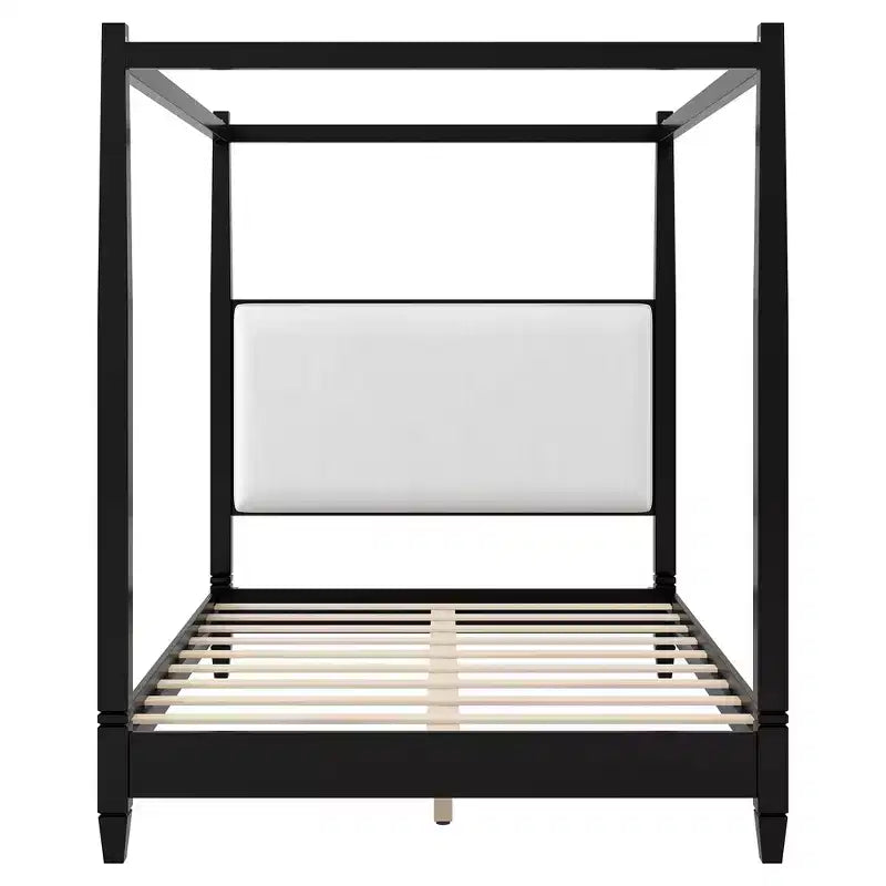 Lit à baldaquin moderne Luxystar avec tête de lit rembourrée pour chambre à coucher