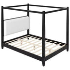 Lit à baldaquin moderne Luxystar avec tête de lit rembourrée pour chambre à coucher