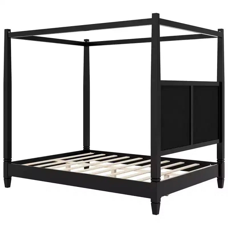 Lit à baldaquin moderne Luxystar avec tête de lit rembourrée pour chambre à coucher