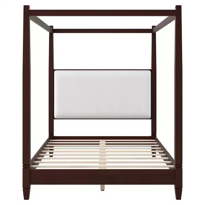 Lit à baldaquin moderne Luxystar avec tête de lit rembourrée pour chambre à coucher
