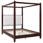 Lit à baldaquin moderne Luxystar avec tête de lit rembourrée pour chambre à coucher