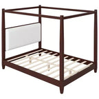 Lit à baldaquin moderne Luxystar avec tête de lit rembourrée pour chambre à coucher