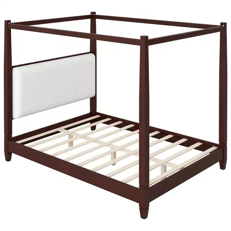 Lit à baldaquin moderne Luxystar avec tête de lit rembourrée pour chambre à coucher
