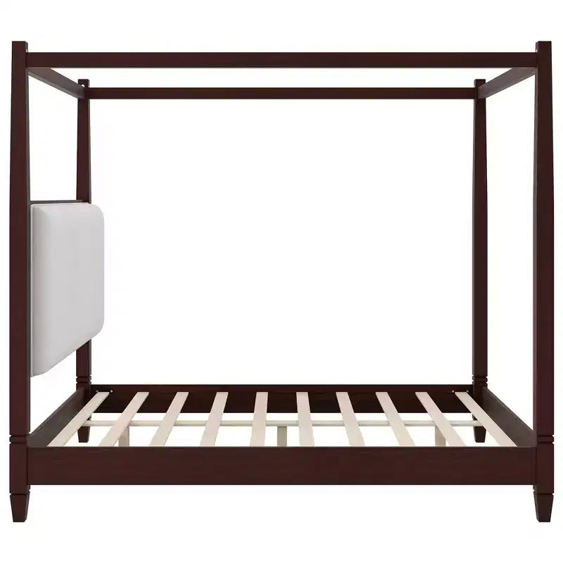 Lit à baldaquin moderne Luxystar avec tête de lit rembourrée pour chambre à coucher