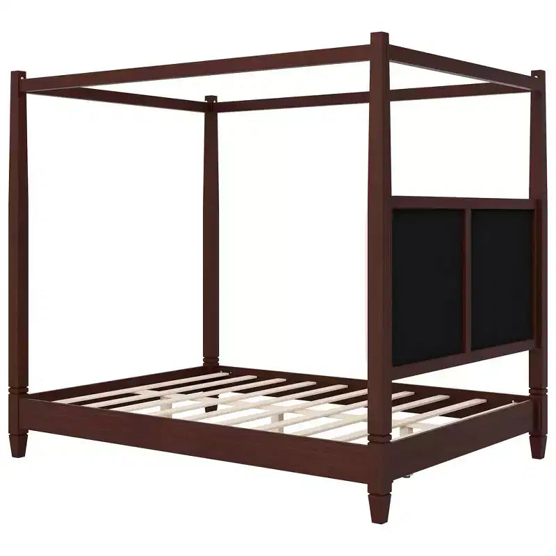 Lit à baldaquin moderne Luxystar avec tête de lit rembourrée pour chambre à coucher