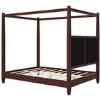 Lit à baldaquin moderne Luxystar avec tête de lit rembourrée pour chambre à coucher