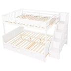 Luxystar Lit superposé Full XL au-dessus de Queen avec lit gigogne, étagères de rangement, escalier et lumière