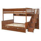 Luxystar Lit superposé Full XL au-dessus de Queen avec lit gigogne, étagères de rangement, escalier et lumière