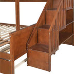 Luxystar Lit superposé Full XL au-dessus de Queen avec lit gigogne, étagères de rangement, escalier et lumière