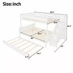 Luxystar Lit superposé Full XL au-dessus de Queen avec lit gigogne, étagères de rangement, escalier et lumière