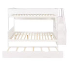 Luxystar Lit superposé Full XL au-dessus de Queen avec lit gigogne, étagères de rangement, escalier et lumière