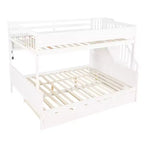 Luxystar Lit superposé Full XL au-dessus de Queen avec lit gigogne, étagères de rangement, escalier et lumière
