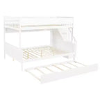 Luxystar Lit superposé Full XL au-dessus de Queen avec lit gigogne, étagères de rangement, escalier et lumière