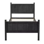 Lit plateforme jumeau à panneaux plats avec tête et pied de lit, cadre de lit de ferme Shaker au grain de bois, noir