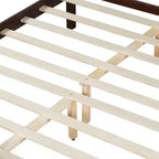 Lit plateforme Queen à panneaux plats avec tête de lit et pied de lit, cadre de lit de style Shaker en grain de bois, noyer foncé