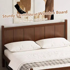 Lit plateforme Queen à panneaux plats avec tête de lit et pied de lit, cadre de lit de style Shaker en grain de bois, noyer foncé