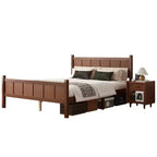 Lit plateforme Queen à panneaux plats avec tête de lit et pied de lit, cadre de lit de style Shaker en grain de bois, noyer foncé