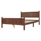 Lit plateforme Queen à panneaux plats avec tête de lit et pied de lit, cadre de lit de style Shaker en grain de bois, noyer foncé