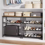 Meuble à Chaussures Étroit à 3 Niveaux  Structure Métallique Robuste et Étagères en Tissu Non-Tissé  Rangement à Chaussures Ajustable pour Entrée, Chambre
