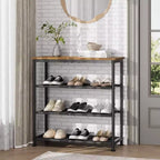 Meuble à Chaussures Étroit à 3 Niveaux  Structure Métallique Robuste et Étagères en Tissu Non-Tissé  Rangement à Chaussures Ajustable pour Entrée, Chambre