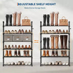 Meuble à Chaussures Étroit à 3 Niveaux  Structure Métallique Robuste et Étagères en Tissu Non-Tissé  Rangement à Chaussures Ajustable pour Entrée, Chambre