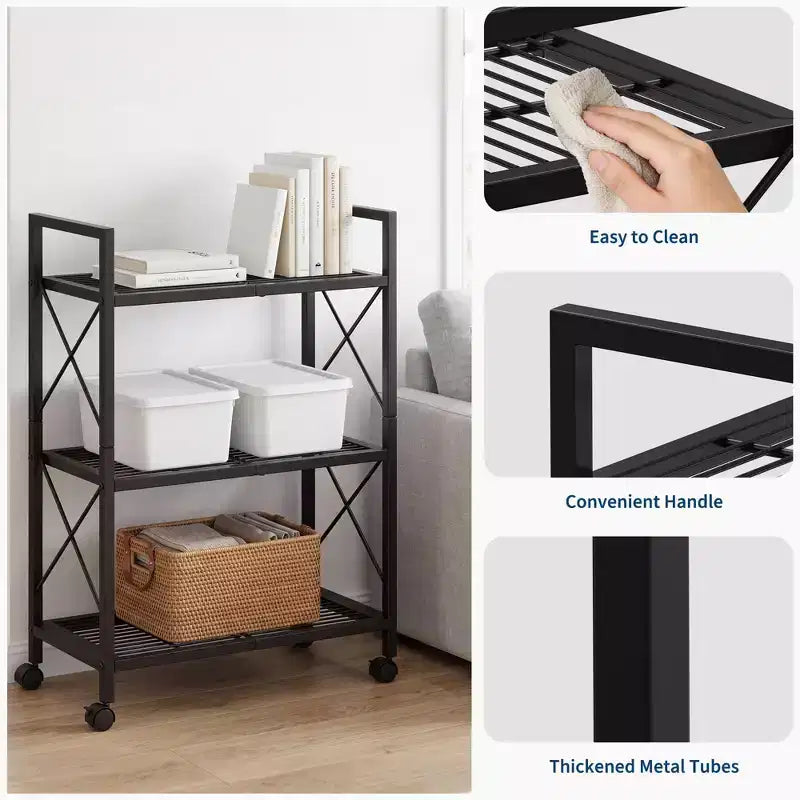Meuble à Chaussures Étroit à 3 Niveaux  Structure Métallique Robuste et Étagères en Tissu Non-Tissé  Rangement à Chaussures Ajustable pour Entrée, Chambre