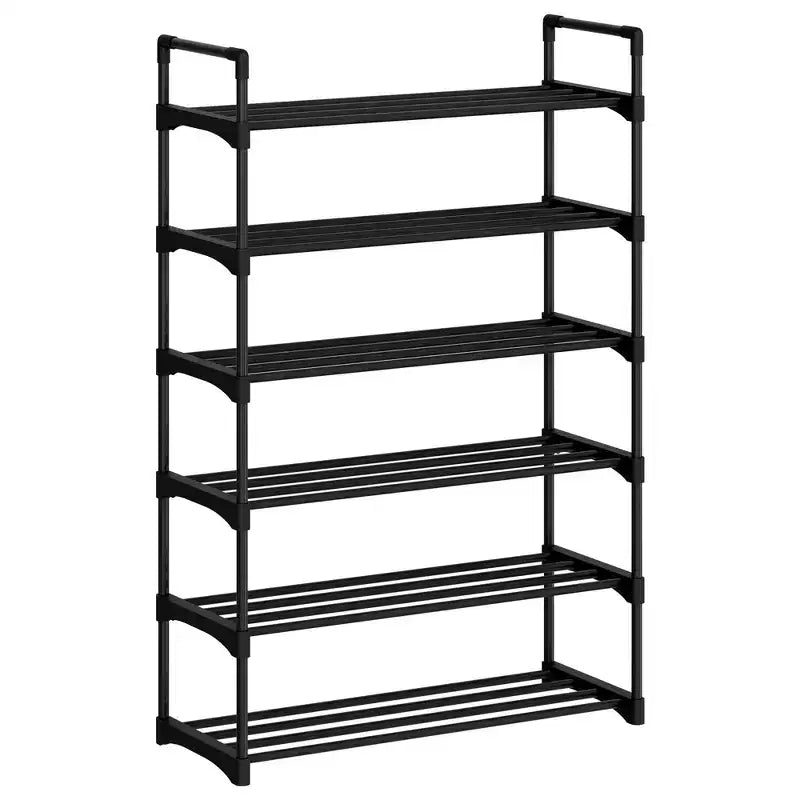 Meuble à Chaussures Étroit à 3 Niveaux  Structure Métallique Robuste et Étagères en Tissu Non-Tissé  Rangement à Chaussures Ajustable pour Entrée, Chambre