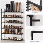 Meuble à Chaussures Étroit à 3 Niveaux  Structure Métallique Robuste et Étagères en Tissu Non-Tissé  Rangement à Chaussures Ajustable pour Entrée, Chambre