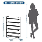Meuble à Chaussures Étroit à 3 Niveaux  Structure Métallique Robuste et Étagères en Tissu Non-Tissé  Rangement à Chaussures Ajustable pour Entrée, Chambre