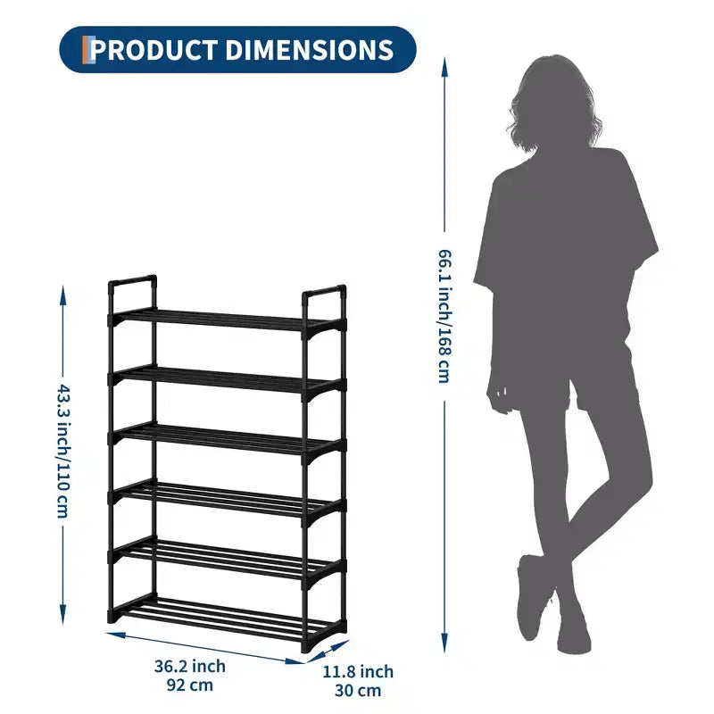 Meuble à Chaussures Étroit à 3 Niveaux  Structure Métallique Robuste et Étagères en Tissu Non-Tissé  Rangement à Chaussures Ajustable pour Entrée, Chambre