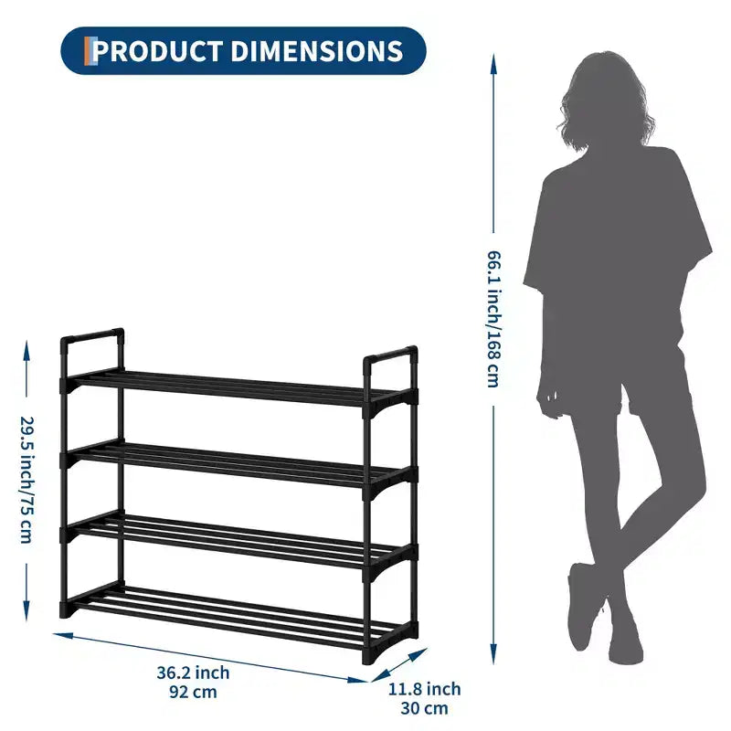 Meuble à Chaussures Étroit à 3 Niveaux  Structure Métallique Robuste et Étagères en Tissu Non-Tissé  Rangement à Chaussures Ajustable pour Entrée, Chambre