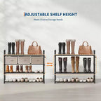 Meuble à Chaussures Étroit à 3 Niveaux  Structure Métallique Robuste et Étagères en Tissu Non-Tissé  Rangement à Chaussures Ajustable pour Entrée, Chambre