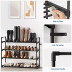 Meuble à Chaussures Étroit à 3 Niveaux  Structure Métallique Robuste et Étagères en Tissu Non-Tissé  Rangement à Chaussures Ajustable pour Entrée, Chambre