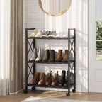 Meuble à Chaussures Étroit à 3 Niveaux  Structure Métallique Robuste et Étagères en Tissu Non-Tissé  Rangement à Chaussures Ajustable pour Entrée, Chambre