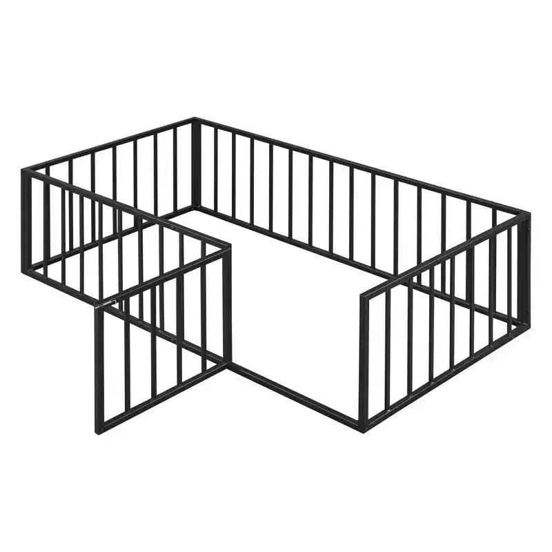 Cadre de lit en métal MAYEERTY avec clôture et porte ouvrante, espace de jeu et de sommeil pour enfants