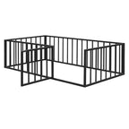 Cadre de lit en métal MAYEERTY avec clôture et porte ouvrante, espace de jeu et de sommeil pour enfants