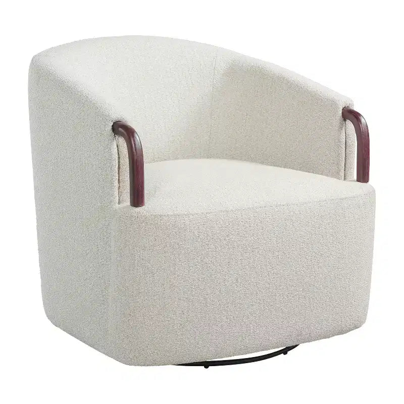 Fauteuil Pivotant à 360° - Fauteuil d'Appoint Rembourré avec Accoudoirs Ergonomique pour la Lecture Chaise Confortable avec Dossier Incurvé - ModernLuxe
