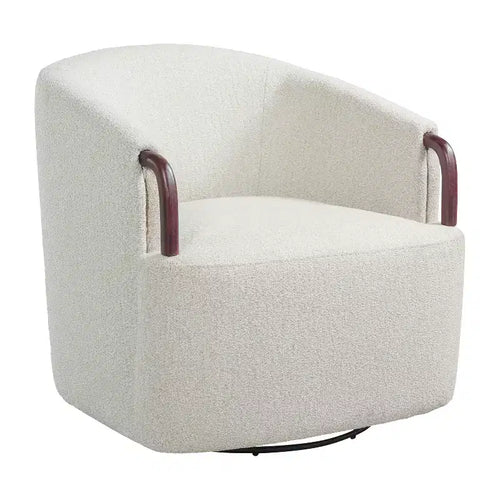 Fauteuil Pivotant à 360° - Fauteuil d'Appoint Rembourré avec Accoudoirs Ergonomique pour la Lecture Chaise Confortable avec Dossier Incurvé - ModernLuxe