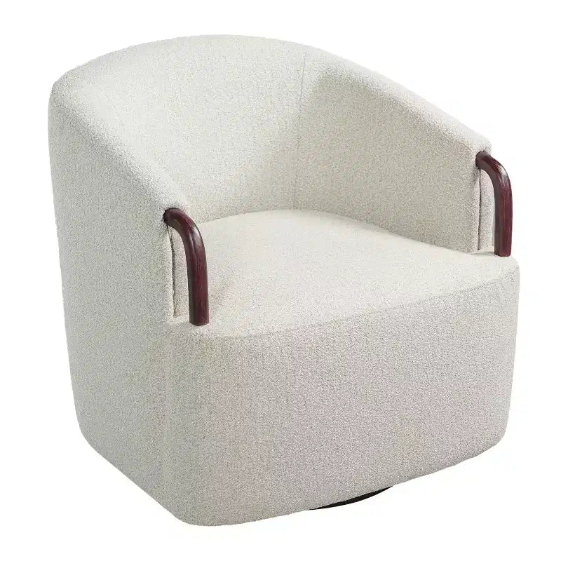 Fauteuil Pivotant à 360° - Fauteuil d'Appoint Rembourré avec Accoudoirs Ergonomique pour la Lecture Chaise Confortable avec Dossier Incurvé - ModernLuxe