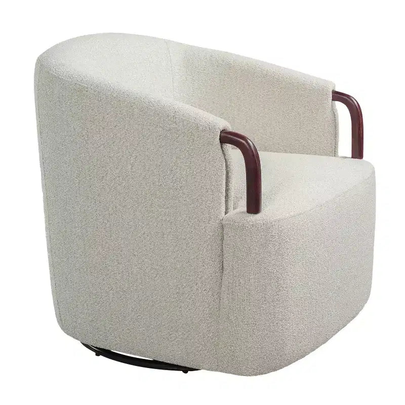 Fauteuil Pivotant à 360° - Fauteuil d'Appoint Rembourré avec Accoudoirs Ergonomique pour la Lecture Chaise Confortable avec Dossier Incurvé - ModernLuxe